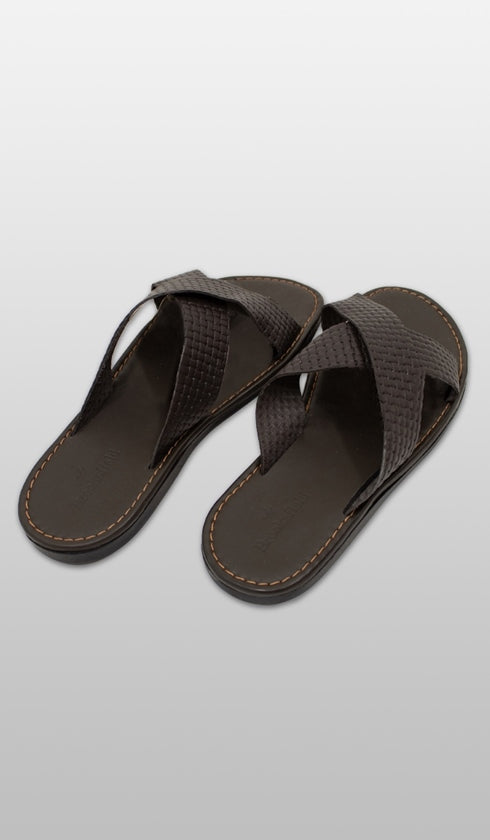 Chinelo De Couro Fantasia Trançado