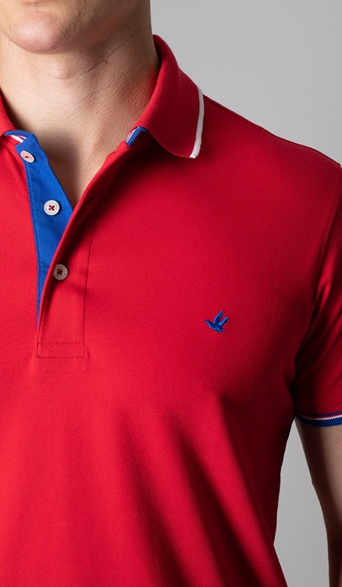 Polo Manga Curta Com Friso Gola Dupla