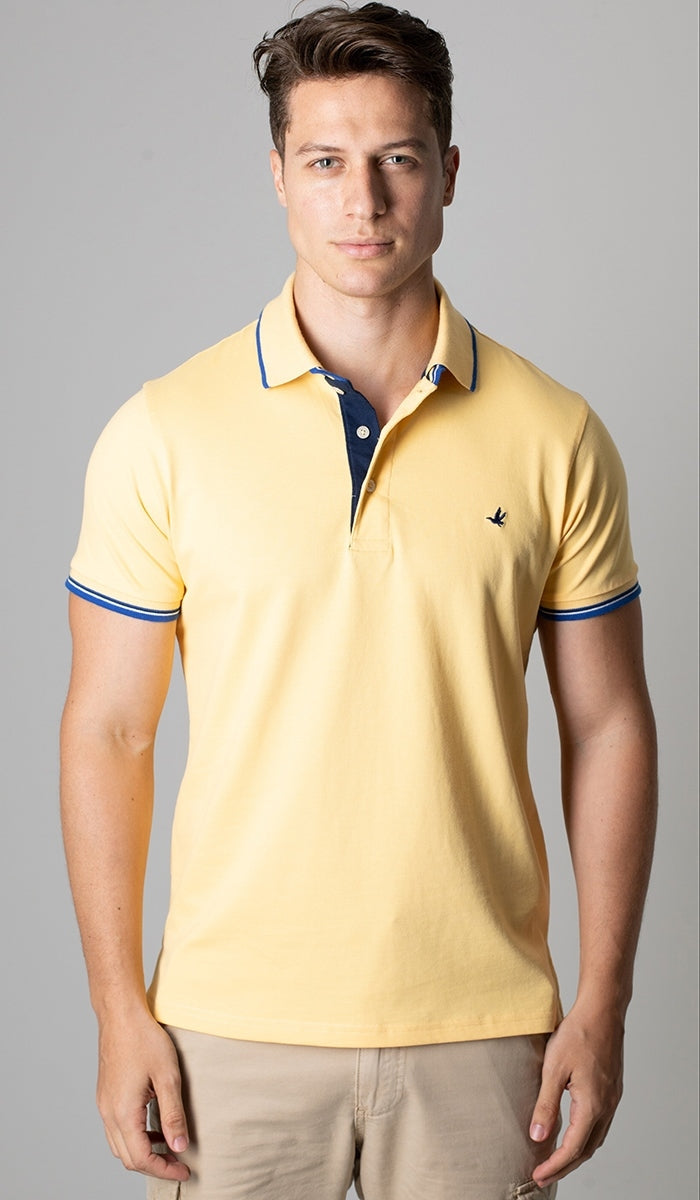 Polo Manga Curta Com Friso Gola Dupla